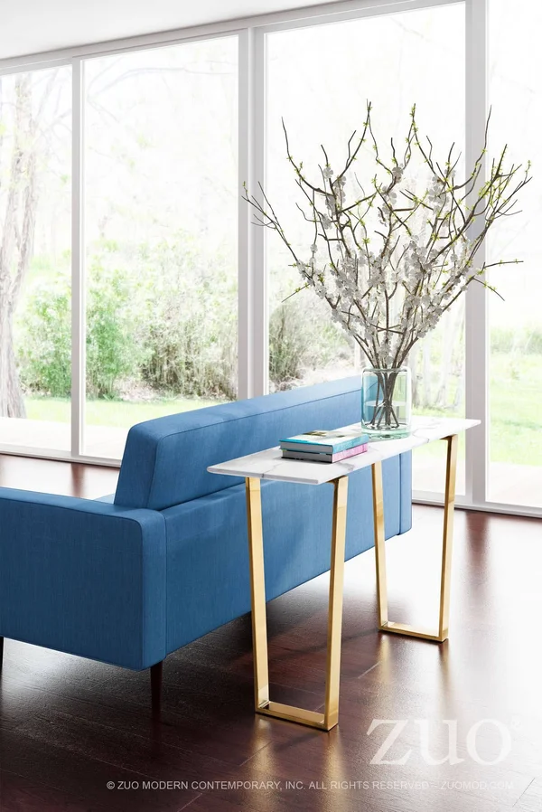 Zuo Atlas Console Table - Stone & Gold
