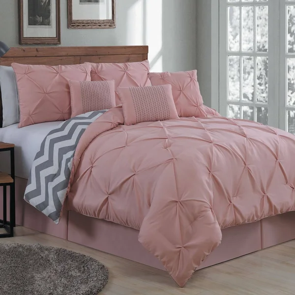 Avondale Manor Ella Pinch Pleat Comforter Set - Pink, King
