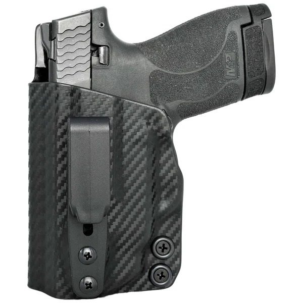 Smith & Wesson Mu0026P Shield M2.0 9MM/40SW w/Integrated Crimson Trace Laser Tuckable IWB Kydex Holster Black - Right Hand (