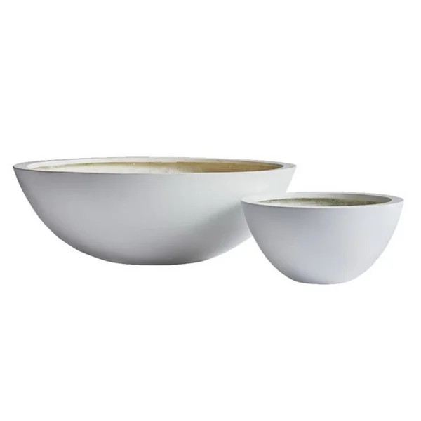 Dream Patio Los Angeles 23.5x22 Dia x 8x22H White Fiberstone Succulent Bowl