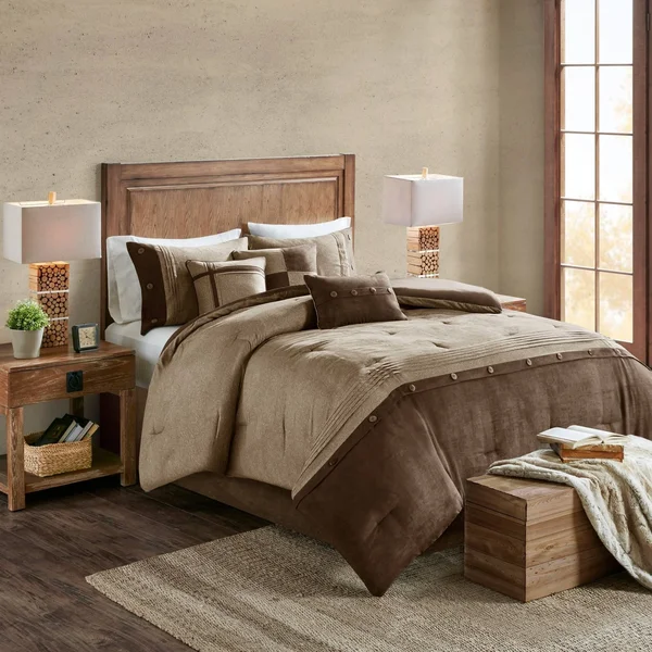 Madison Park Boone 7 Piece Faux Suede Comforter Set Cal King