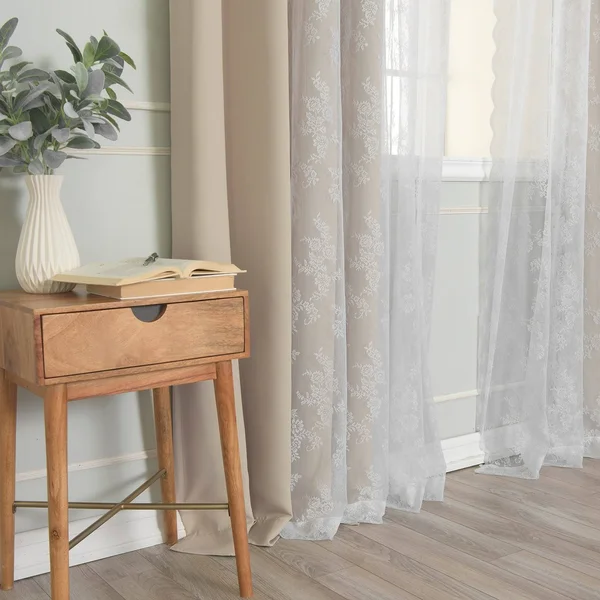 Best Home Fashion 4 Piece Rose Sheers and Blackout Curtain Set Ocean