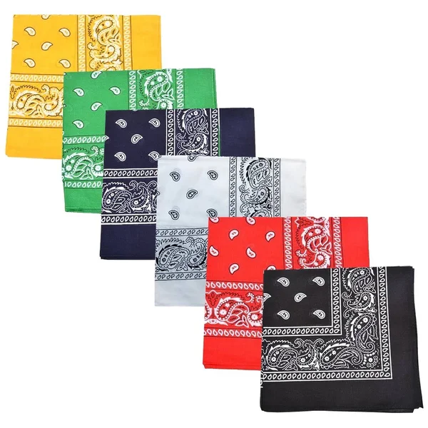 Set of 240 Mechaly Unisex Paisley 100% Polyester Double Sided Bandanas - Bulk Wholesale - Green
