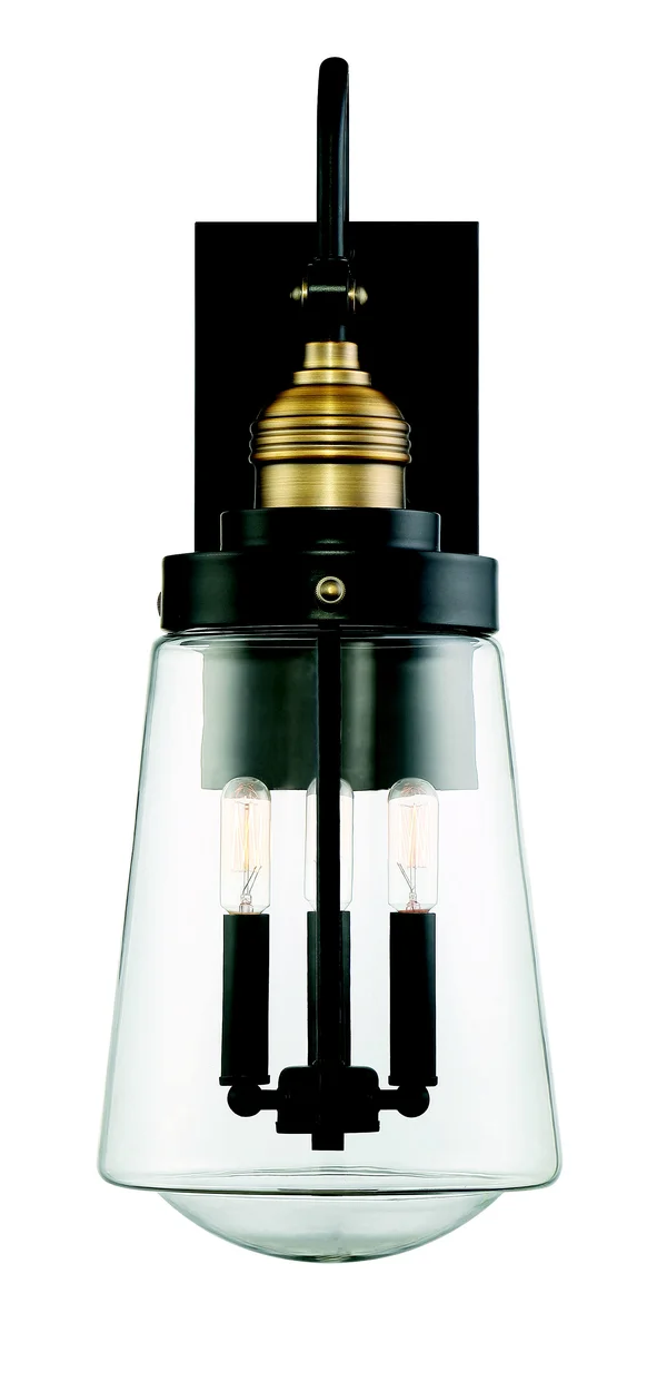 Macauley Vintage Black 3-Light Wall Lantern, Savoy House