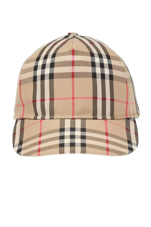 Burberry Logo Detail Vintage Check Baseball Cap - Size: XL, Beige