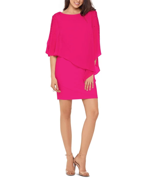 x by Xscape Capelet Sheath Dress - Orchid Pink