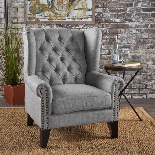 Christopher Knight Home Lainie Traditional Winged Fabric Accent Chair (Blue)