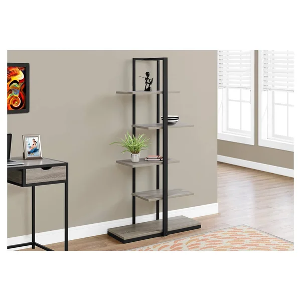 60x22 Bookcase Black Metal & Dark Taupe EveryRoom