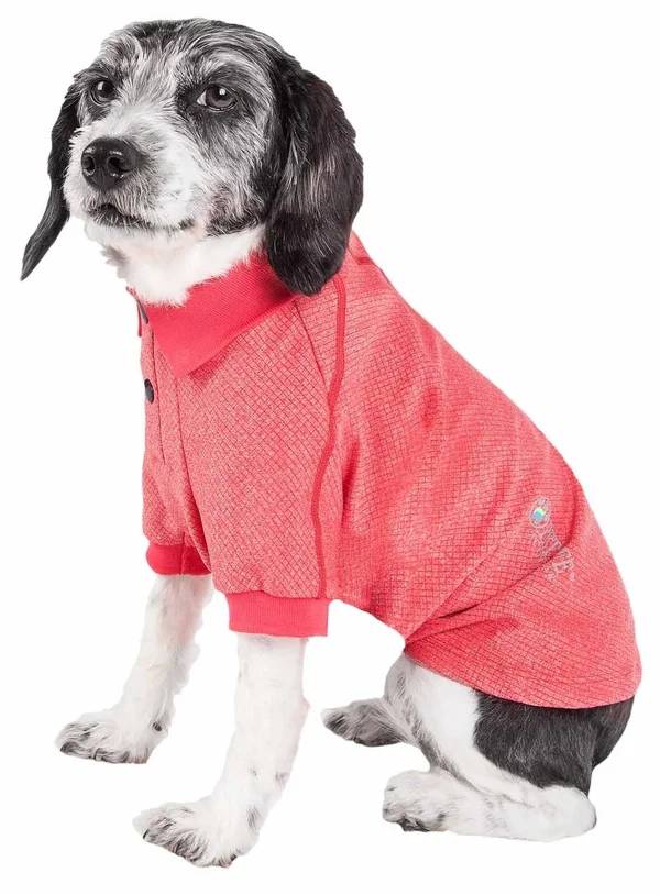 Pet Life Active &Fur-Flexed& Relax-Stretch Wick-Proof Performance Dog Polo T-Shirt - Navy - X-Small