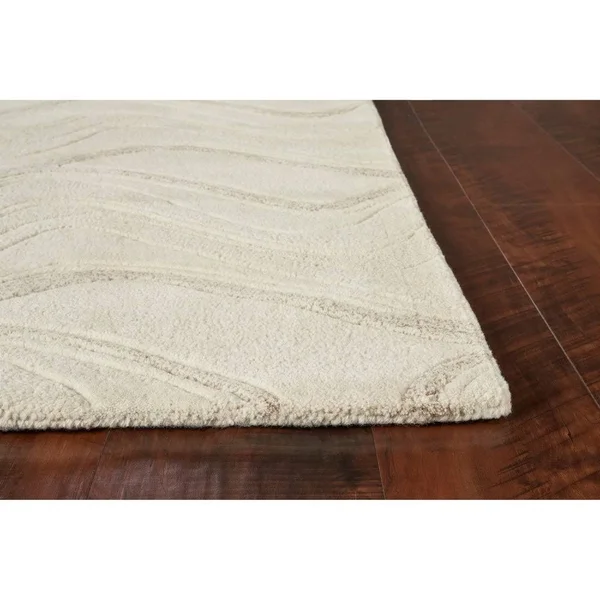 Kas Eternity Waves Hand-Tufted Wool Rug Ivory 2&3x22 x 3&9x22 Latex Free Wool Abstract - Stripe