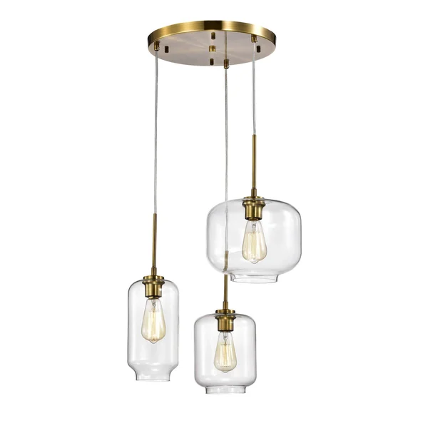 Warehouse of Tiffany IMP07 Ole Satin Gold 3-Light Metal Glass Chandelier