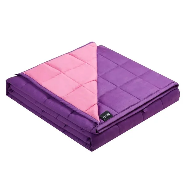 ZonLi Small Weighted Blanket 10 lbs(41&&x60&& - Pink/Purple), Cooling Weighted Blanket for Kids, Soft Material with Glass Beads