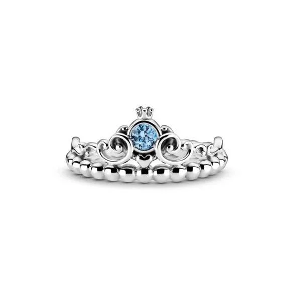 Pandora 199191C01-60 Disney Cinderella Blue Tiara Ring Size 9