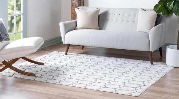 Unique Loom Matrix Trellis Tile Rug - Size: 7& 0 x 10& 0, Gray