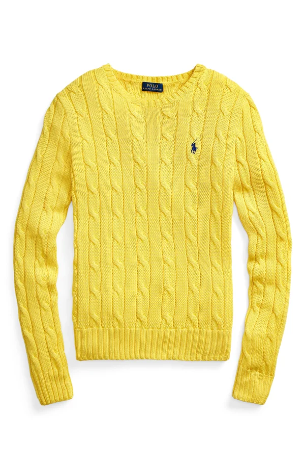Polo Ralph Lauren Women's Cable Knit Sweater - Elite Yellow - Size Large