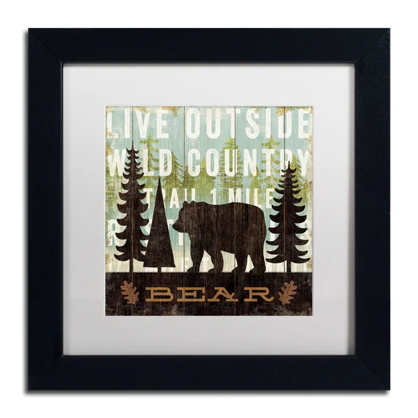 Trademark Fine Art &Simple Living Bear& by Michael Mullan Framed Graphic Art - Matte Color: White - Size: 16x22 H x 16x22 W