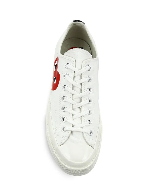 Comme des Gar鏾ns Play Women's Peek-A-Boo Low-top Canvas Sneakers - Black - Size 7