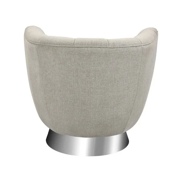 Modern Grey Linen Tub Chair Made of Eucalyptus Wood - Foam, Linen Fabric, MDF, Stainles in Grey, Gray