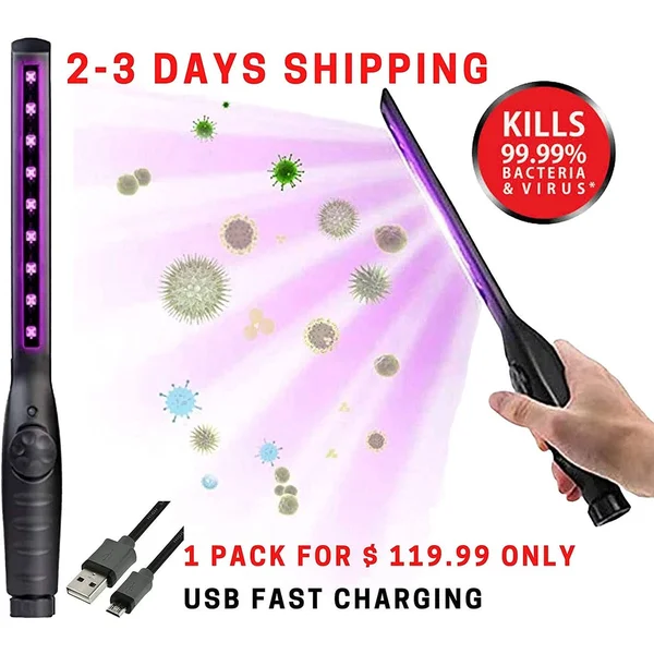 Global Pronex UV Light Sanitizer Wand Ultra Powerful Ultraviolet UVC Clean Lamp Rechargeable and Portable for Home and Travel