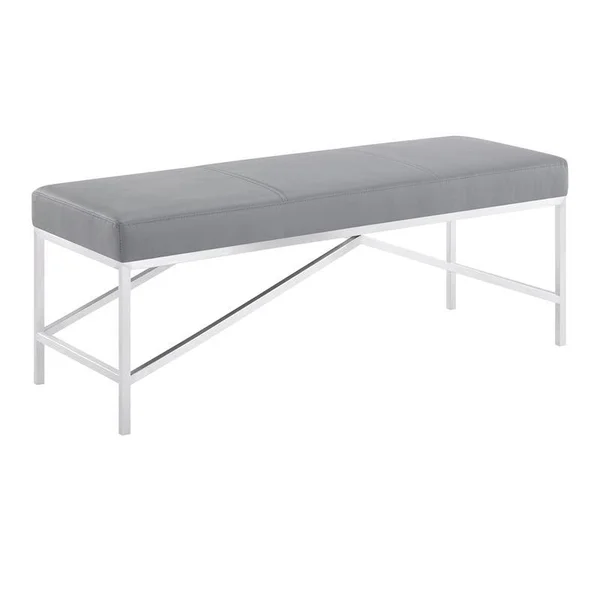 Armen Living Delany Contemporary Faux Leather Living Room Bench in Gray