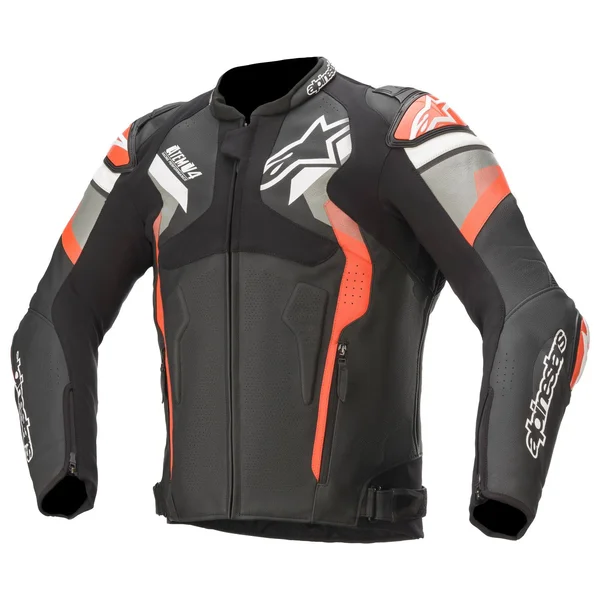 Alpinestars Atem V4 Leather Jacket - Black Mid Gray Red Fluo 54