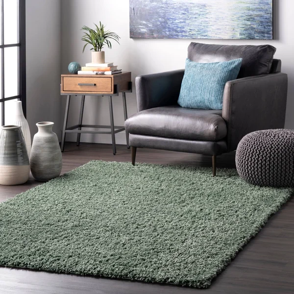 nuLOOM Kara Solid Shag Green 10 ft. 2 in. x 14 ft. Area Rug