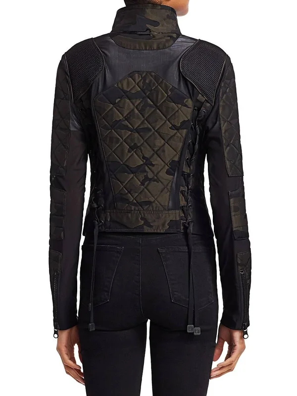 Women's Blanc Noir Camo Mesh Moto Jacket