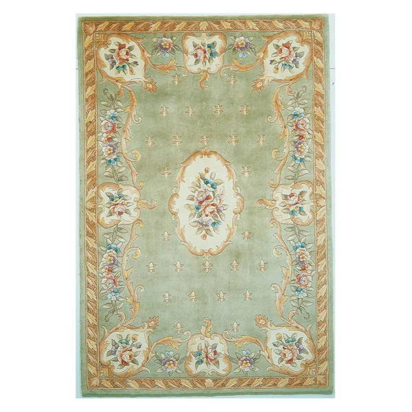 Kas Rugs Ruby 8902 Sage Fleur-de-lis Aubusson Area Rug
