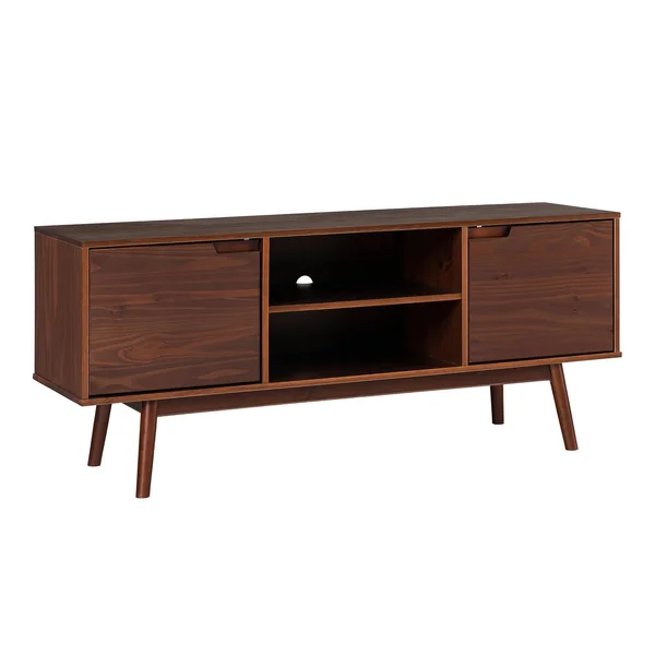 Diane Solid Wood Mid-Century Modern TV Stand for TVs Up to 65x22 Walnut - Saracina Home