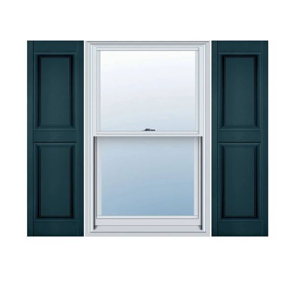 12 inchw x 60 inchh Lifetime Vinyl, Custom Two Equal Panels, Raised Panel Shutters, Midnight Blue