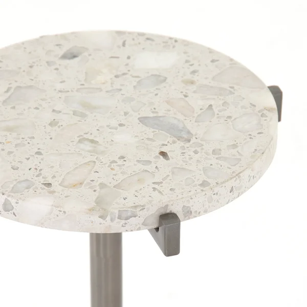 Four Hands Raisa Terrazzo Accent Table, Antique Pewter