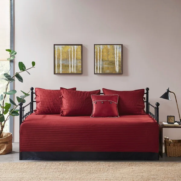 Madison Park Ridge 6 Piece Daybed Reversible Daybed Cover Set - Red