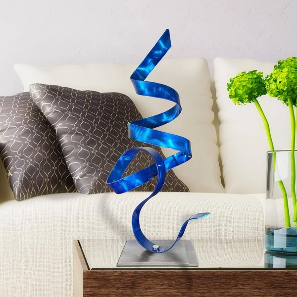 Statements2000 Metal Art Sculpture Modern Centerpiece Table Decor by Jon Allen - Perfect Moment - Blue, 18" x 9" x 5"
