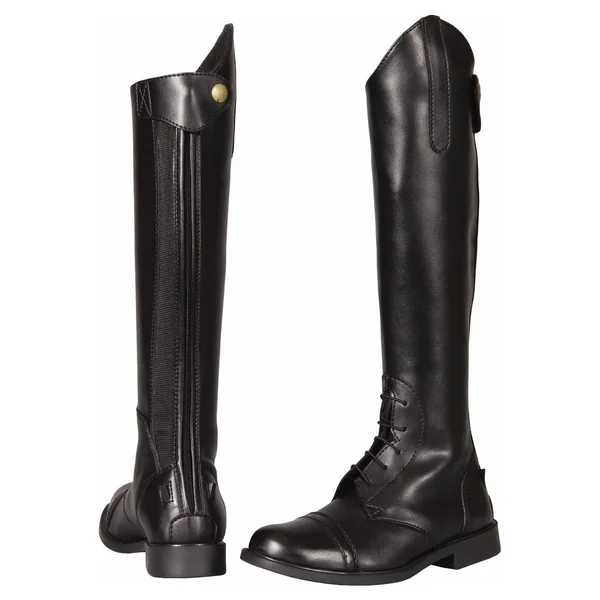 TuffRider Children's Starter Back Zip Field Boots in Synthetic Leather - Black, 3 Slim Regular