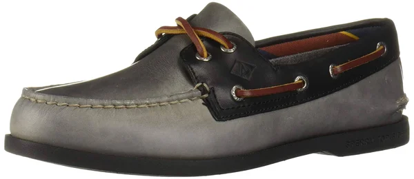 Sperry Top-Sider Men's Authentic Original 2-Eye Plush Varsity Boat Shoe - Size: 12, Grey/Black Leather