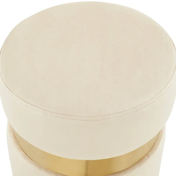 LeisureMod Troy 14.6x22 Round Velvet Ottoman Light Grey