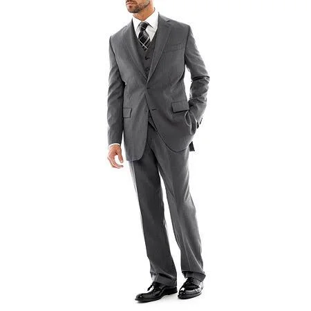 Stafford Executive Super 100 Pleated Suit Pants - Classic, 32 34, Gray, Black Friday Deal