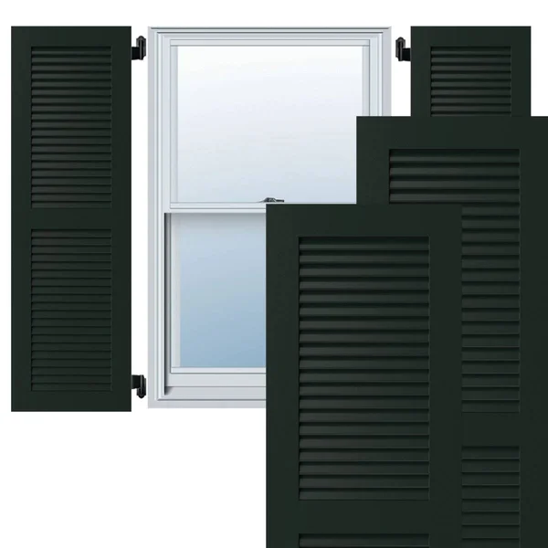 Ekena Millwork CWL18X077CGC 18x22W x 77x22H Exterior Composite Louvered Shutters (Per Pair), Chrome Green