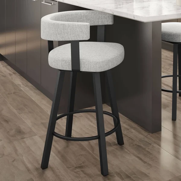 Amisco Parker 26 in. Swivel Counter Height Stool Taupe/Gray Faux Leather
