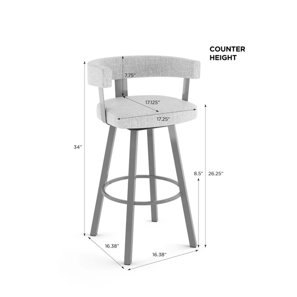 Amisco Parker 26 in. Swivel Counter Height Stool Taupe/Gray Faux Leather