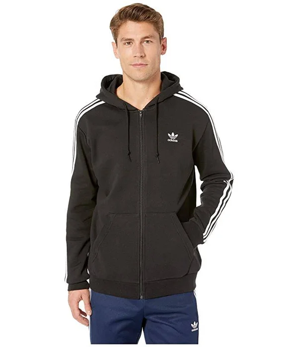 Adidas Originals Men's 3-Stripes Full Zip Hoodie, Black, Small