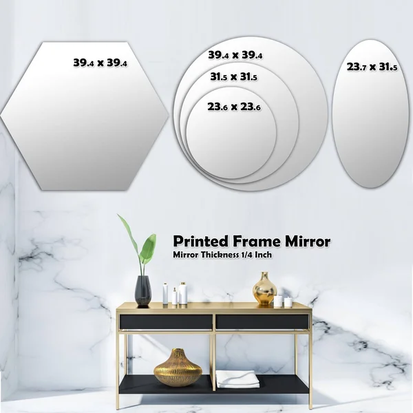 Designart 24-in L x 24-in W Round Gold Polished Wall Mirror, MIR16727-C3-C24