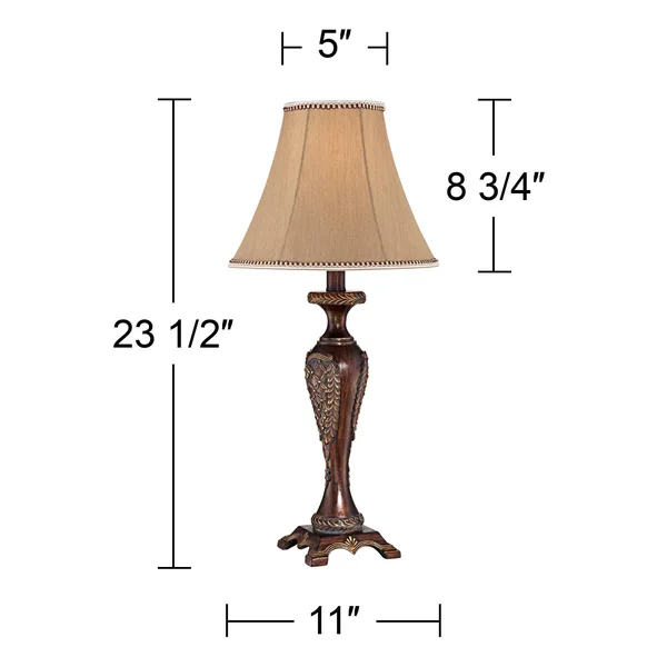 Regency Hill Traditional Accent Table Lamp Dark Bronze Candlestick Floral Detail Bell Shade for Living Room Family Bedroom Bedsi