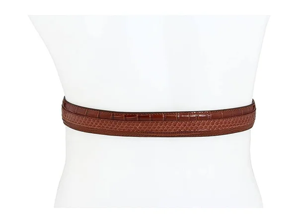 Stacy Adams 35mm Cognac Tri-Leather Embossed, Croc, Lizard, Snake Belt - Tan - 38