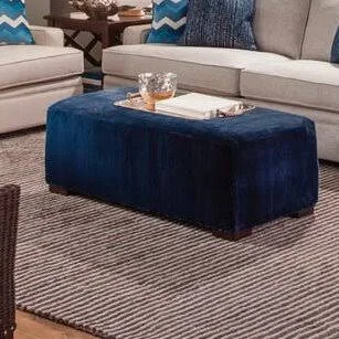 Campos 48.5x22 Rectangle Cocktail Ottoman Braxton Culler Body Fabric: Sage Green Performance Solid; 0307-54, Leg Color: Java Fin