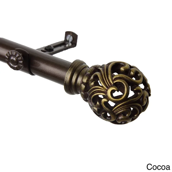 InStyleDesign Stella Adjustable Curtain Rod Cocoa 48 Mahogany Finish