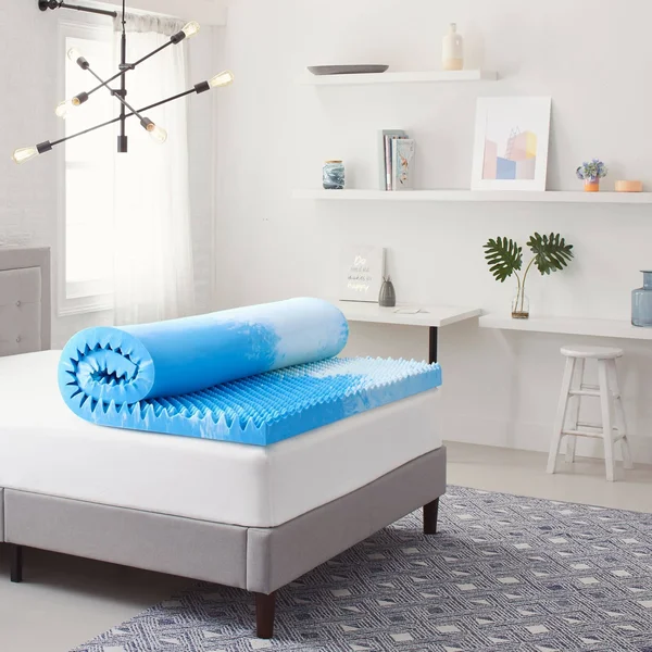 Comfort Revolution 4x22 Reversible Convoluted Memory Foam Mattress Topper - California King - Blue