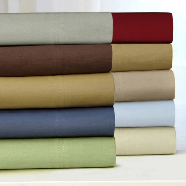 Tribeca Living Solid Flannel Sheet Set, King, Deep Red