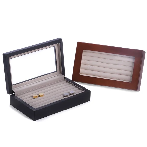 Wood Cufflink Box - Black
