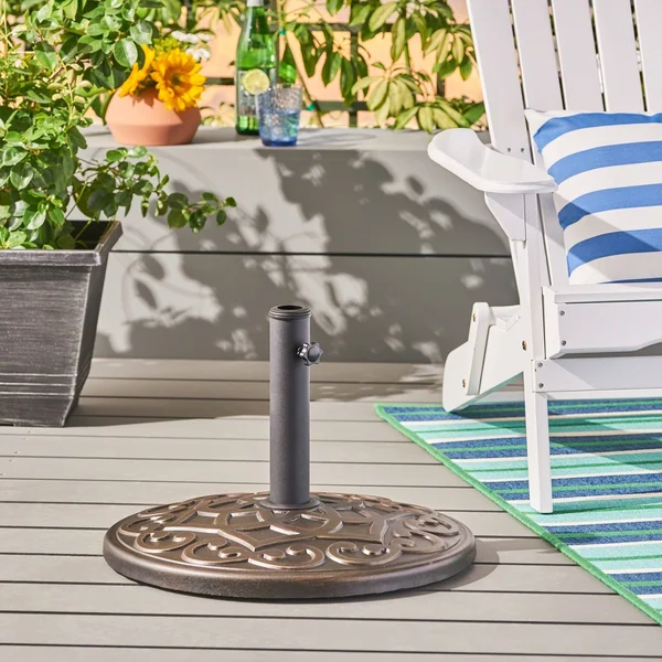 Noble House Patio Umbrella Holder in Hammered Dark Copper Finish